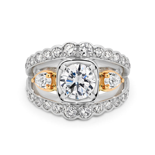 Round Brilliant and Pear Cut Diamond Dress Ring