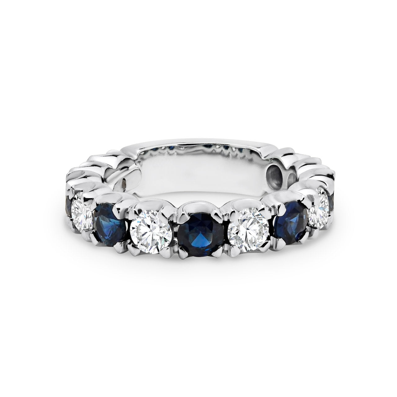 18ct White Gold Diamond and Australian Sapphire Band