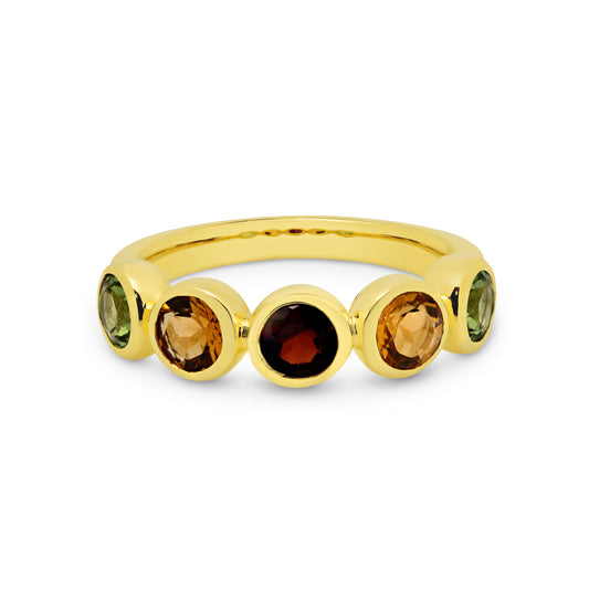 9ct Yellow Gold Coloured Gemstone Stacking Ring