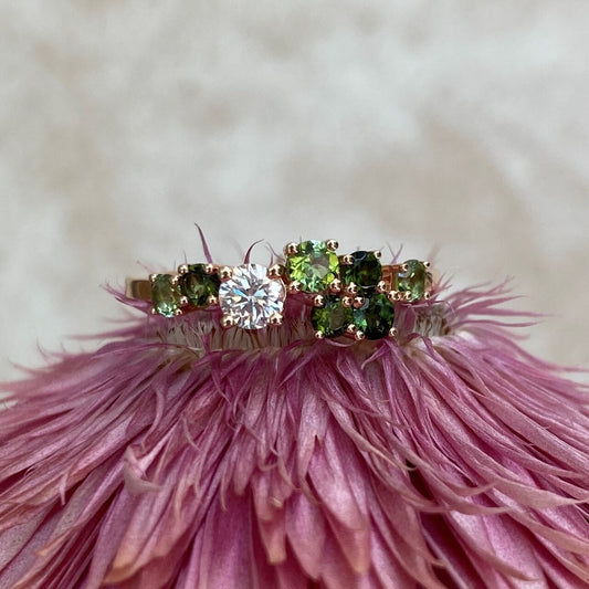 Constellation Collection 14ct Rose Gold Tourmaline and Diamond Ring