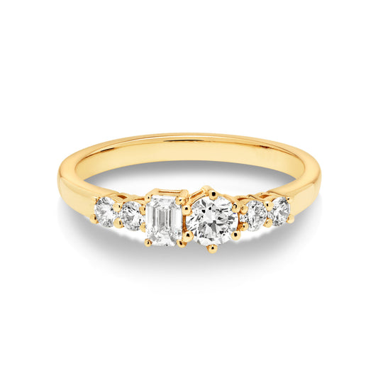JE Petite 14ct Yellow Gold Mixed Cut Diamond Ring