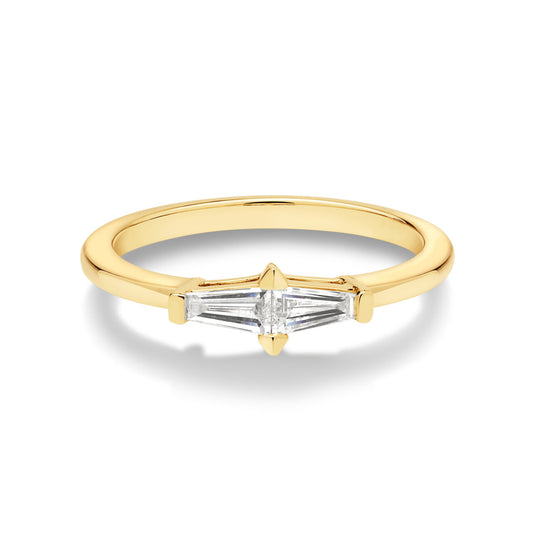 JE Petite 14ct Yellow Gold Double Baguette Ring