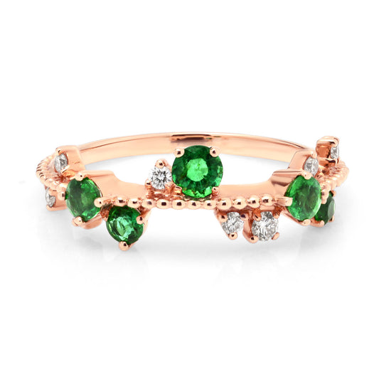 18ct Rose Gold Emerald and Diamond Twinkle Ring