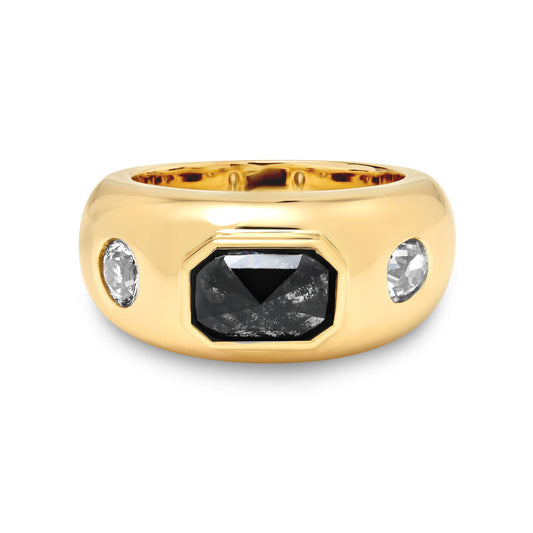 9ct Yellow Gold Black Pepper Diamond Ring