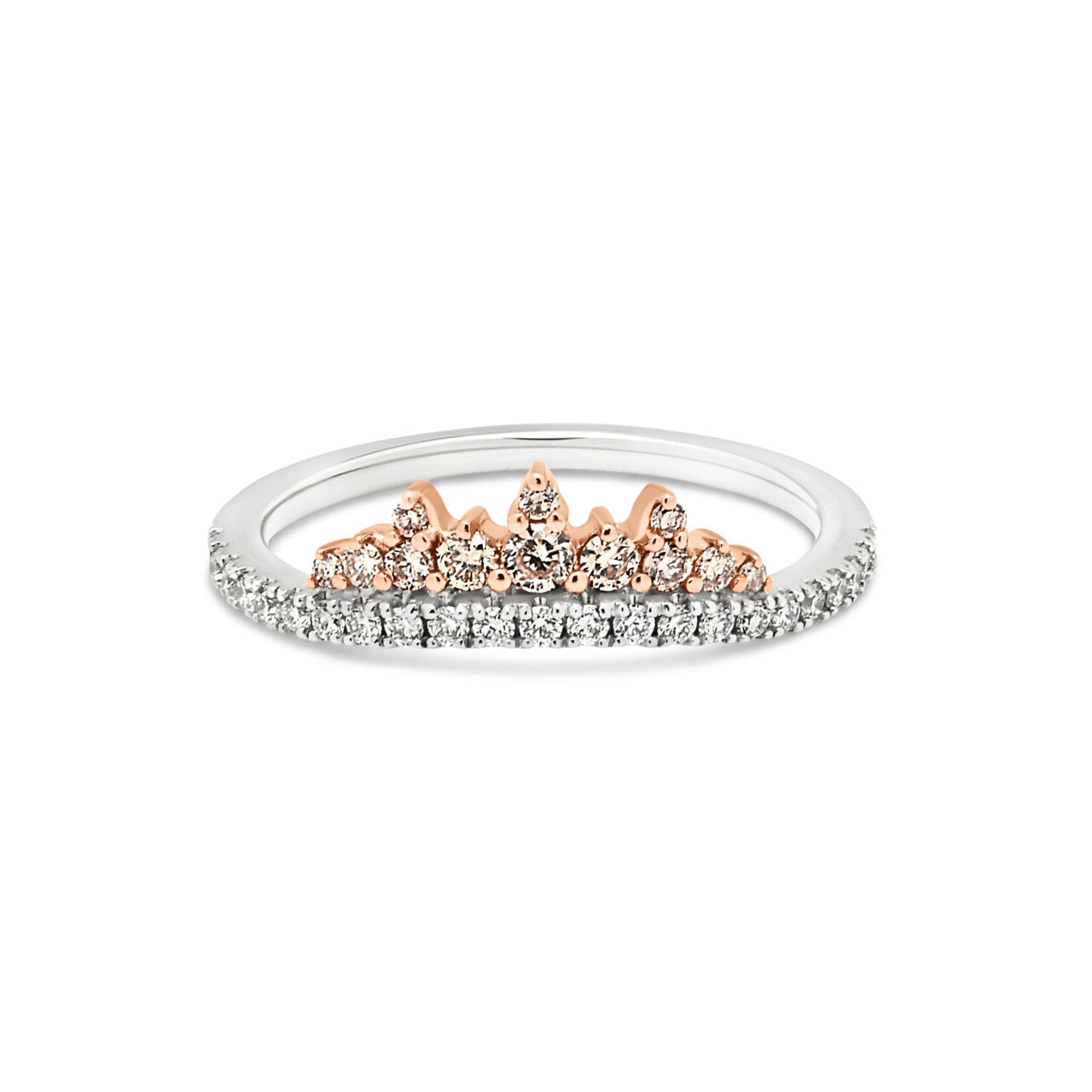18ct Rose and White Gold Argyle Pink and White Diamond Curved Ring
