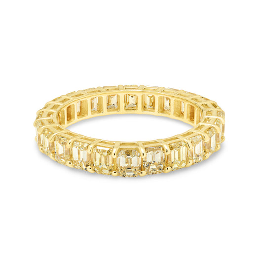 18ct Yellow Gold Fancy Yellow Emerald Cut Diamond Eternity Ring