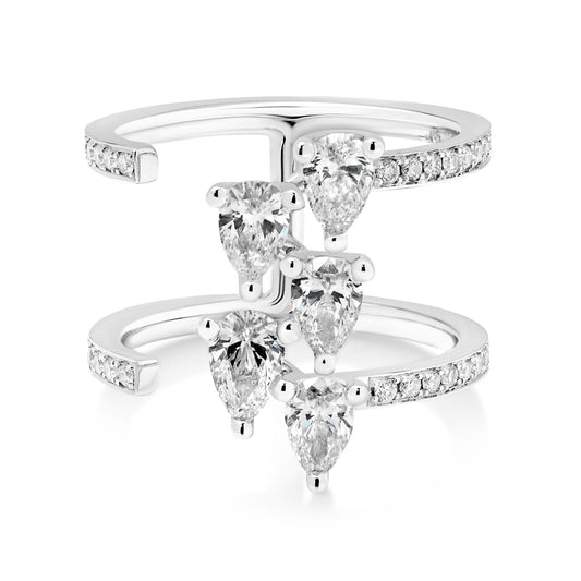 18ct White Gold Pear Cut Diamond Open Dress Ring