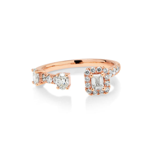 18ct Rose Gold Diamond Open Dress Ring