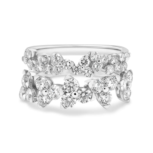 18ct White Gold Double Scattered Petal Diamond Ring
