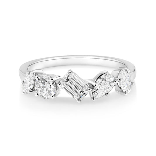 18ct White Gold Scattered Mixed Cut Diamond Ring