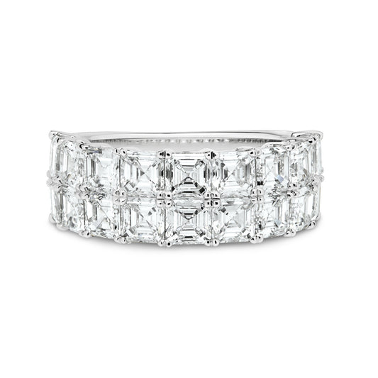 18ct White Gold Assher Cut Diamond Dress Ring