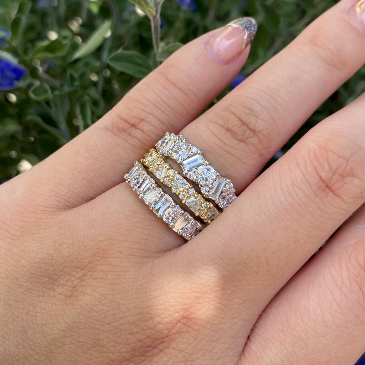 18ct White Gold Mixed Cut Diamond Band