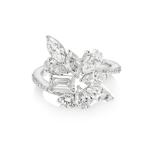 18ct White Gold Fancy Cluster Diamond Dress Ring