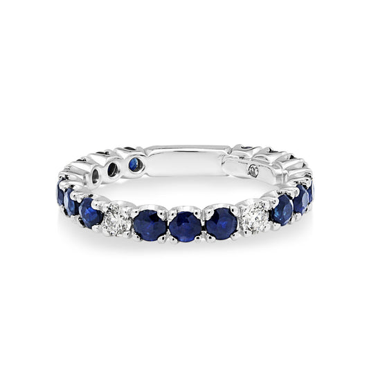 JE 18ct White Gold Sapphire and Diamond Ring