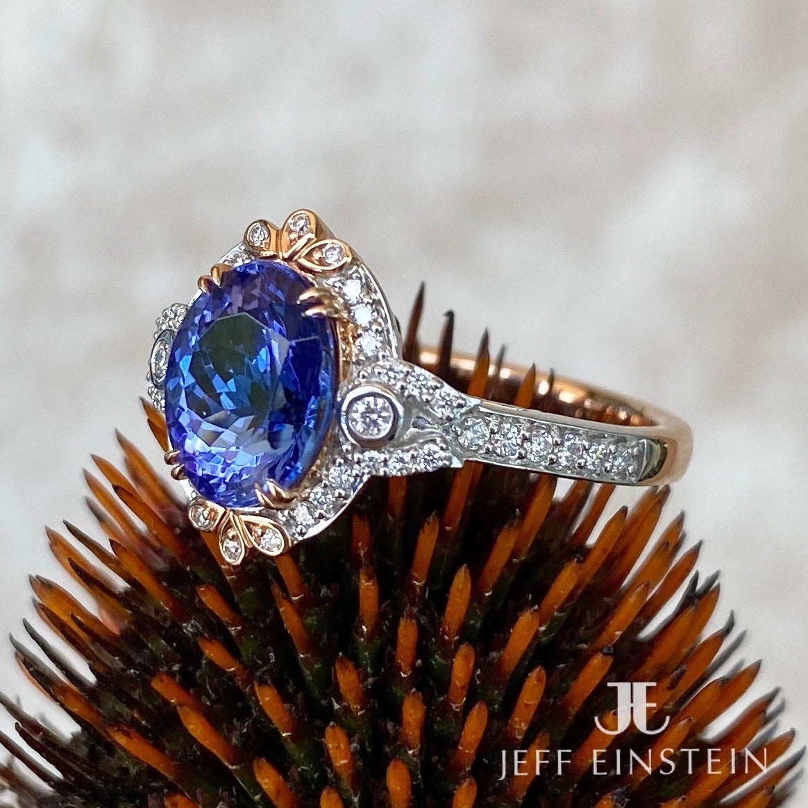 18ct Rose and White Gold Tanzanite Ring