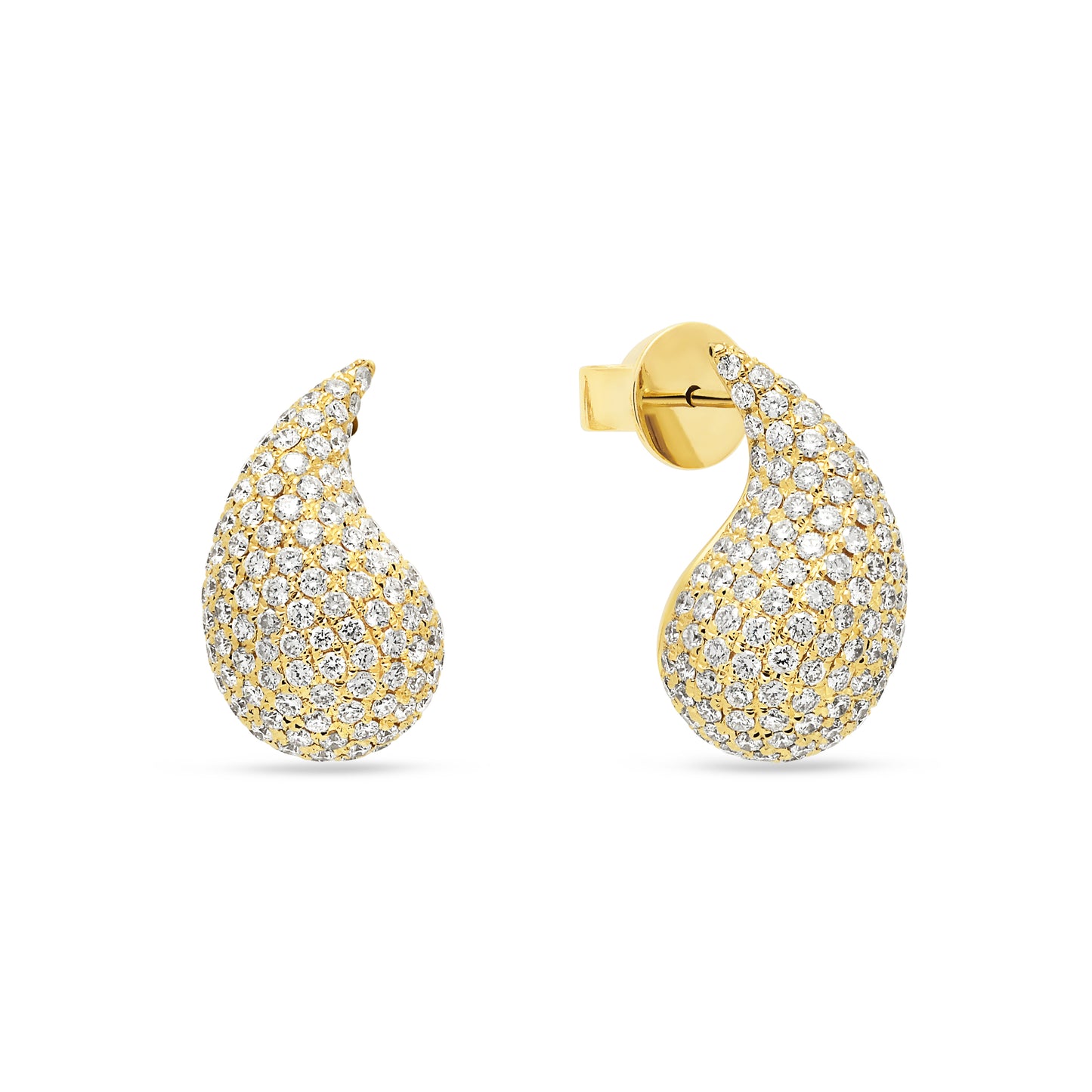 18ct Yellow Gold Teardrop Pave Diamond Studs