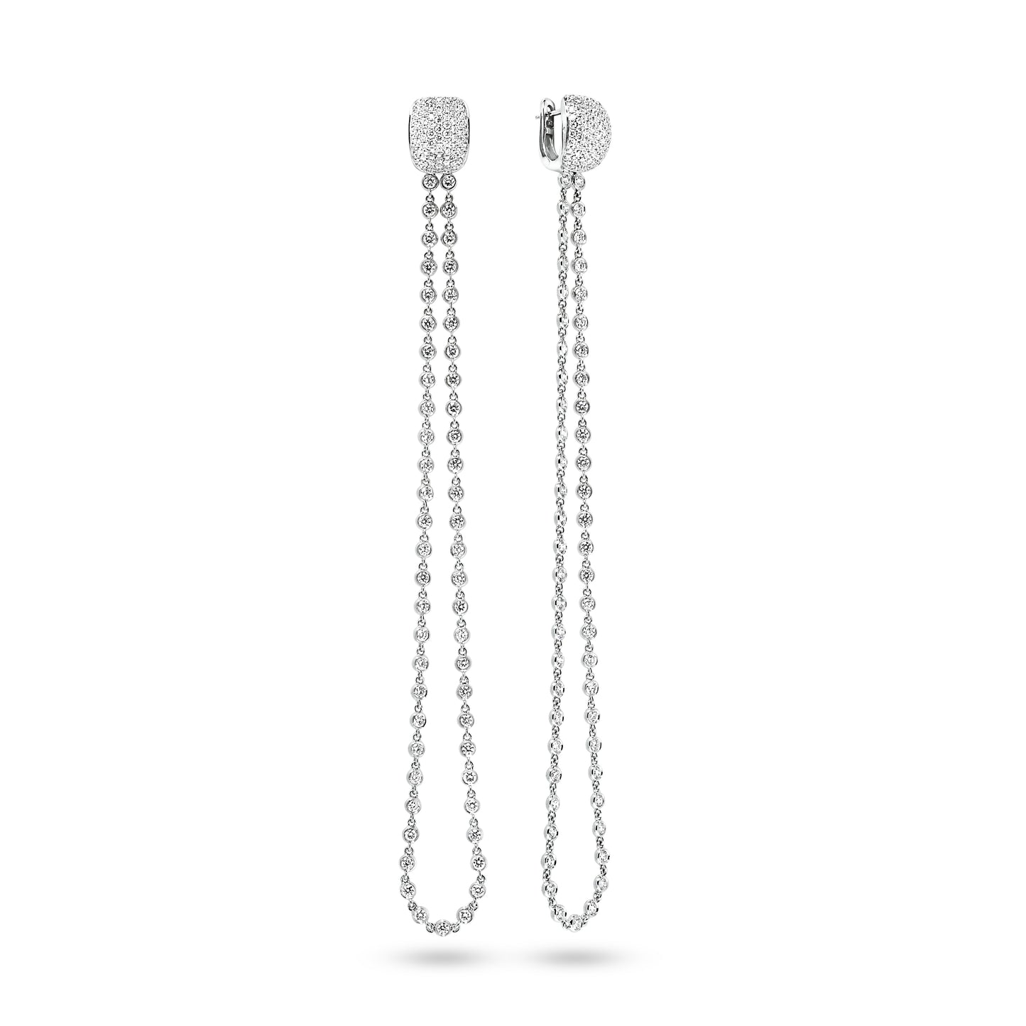 18ct White Gold and Diamond Long Chain Earrings