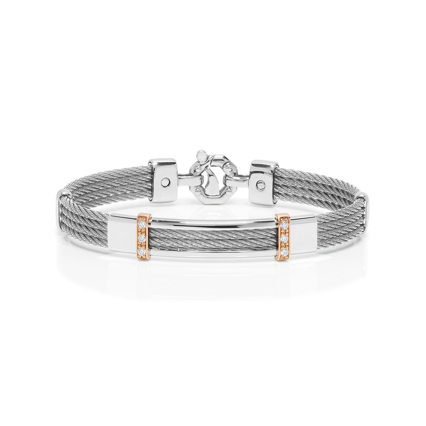 Baraka Gents 18ct Rose Gold, Stainless Steel and Diamond Bracelet