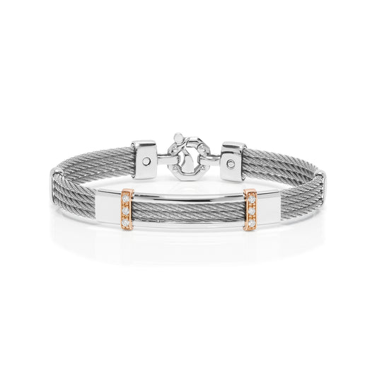 Baraka Gents 18ct Rose Gold, Stainless Steel and Diamond Bracelet