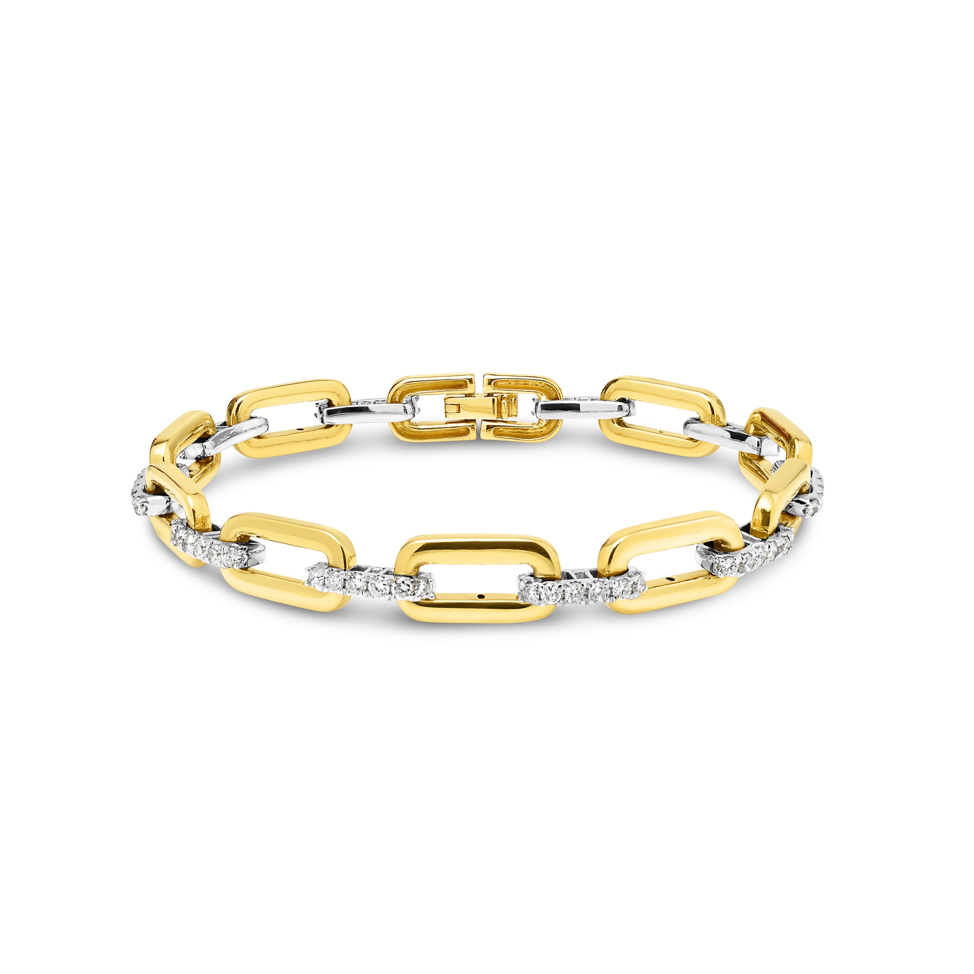 18ct Yellow and White Gold Open Link Diamond Bracelet