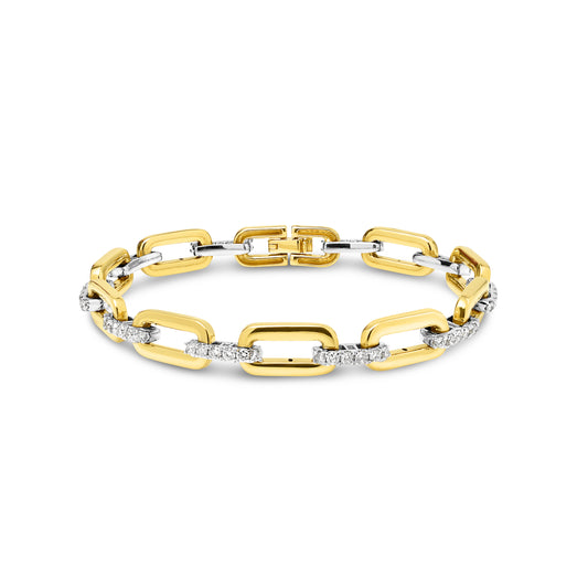 18ct Yellow and White Gold Open Link Diamond Bracelet