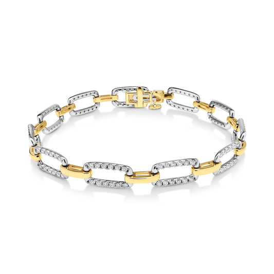 14ct Yellow and White Gold Diamond Bracelet