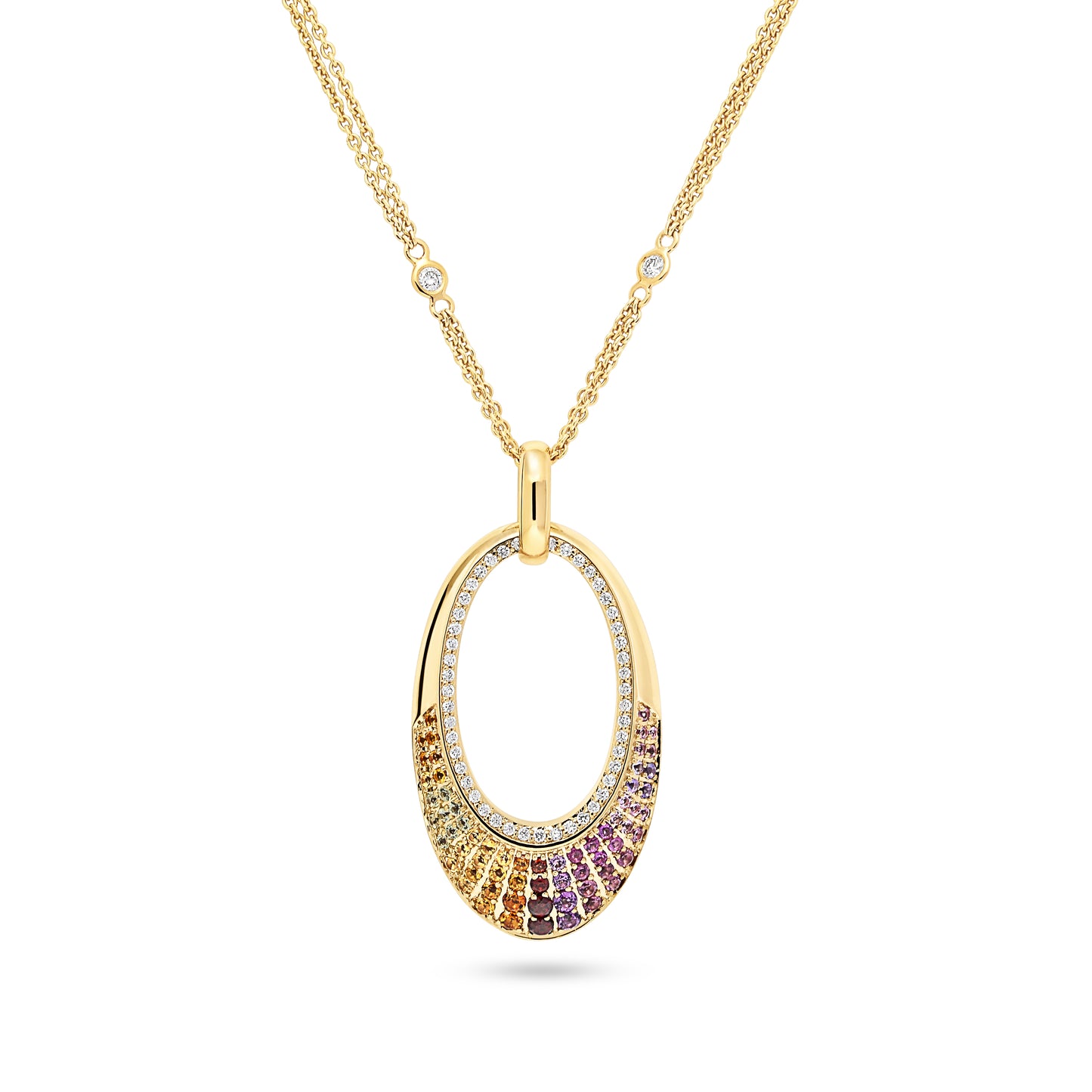 18ct Rose Gold Multicoloured Gemstone and Diamond Pendant