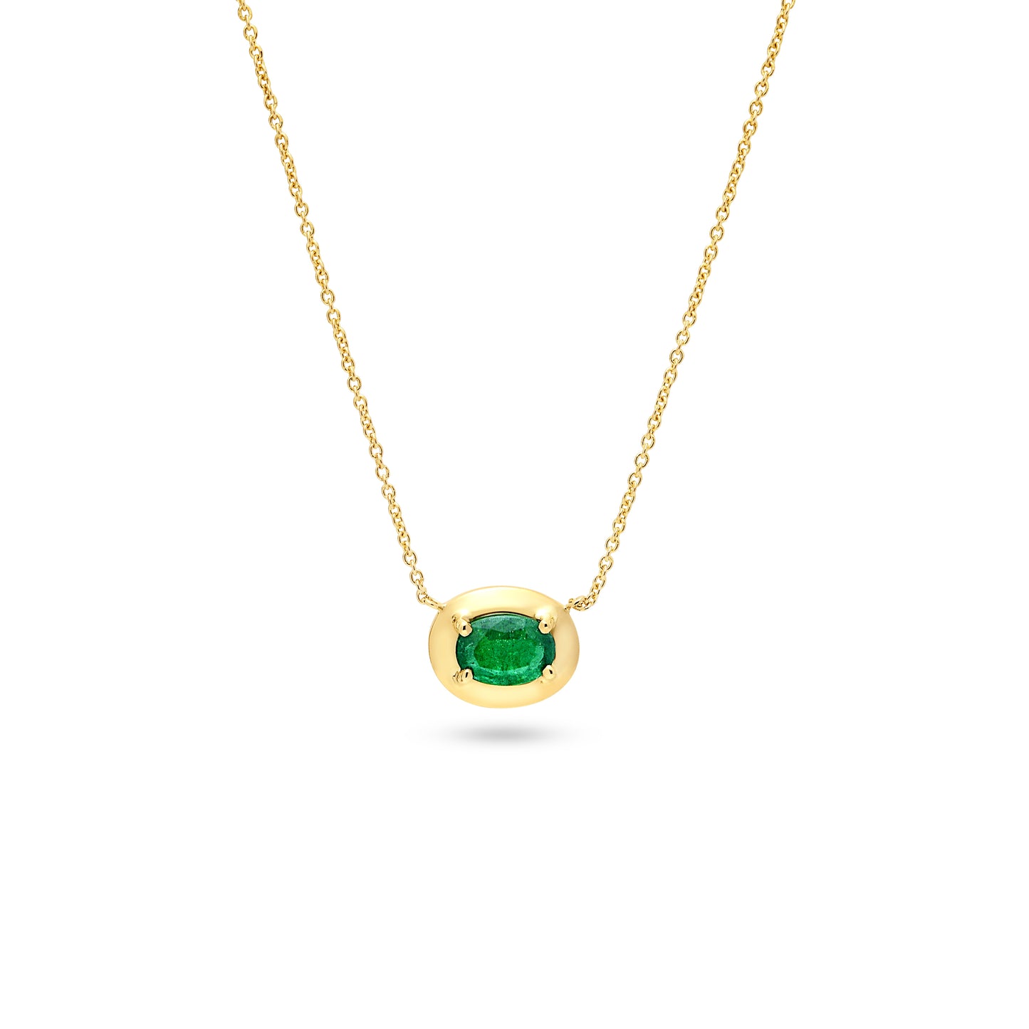 18ct Yellow Gold Oval Emerald Necklace