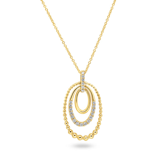14ct Yellow Gold Concentric Oval Diamond Necklace