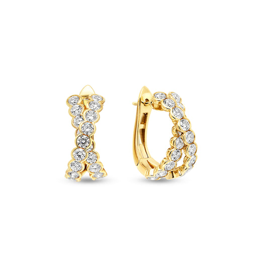 18ct Yellow Gold Diamond Crossover Hoop Earrings