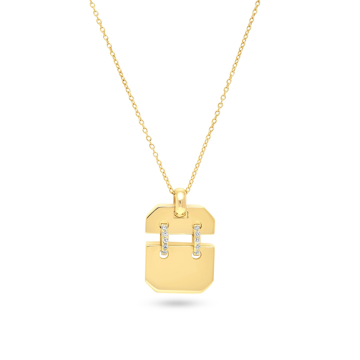 9ct Yellow Gold Diamond Split Tag Pendant