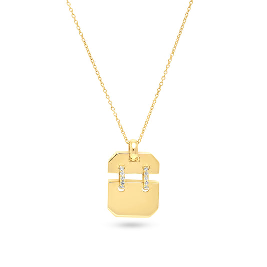 9ct Yellow Gold Diamond Split Tag Pendant