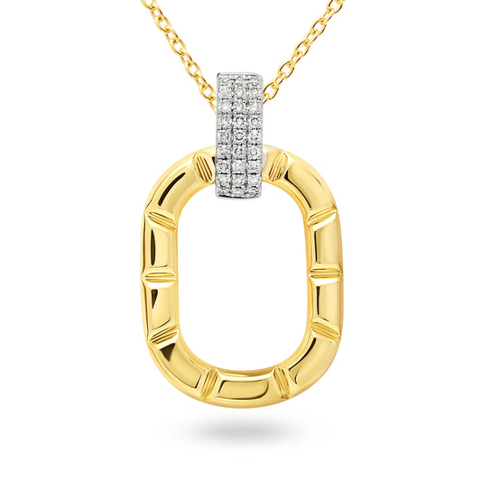 14ct Yellow and White Gold Open Diamond Pendant
