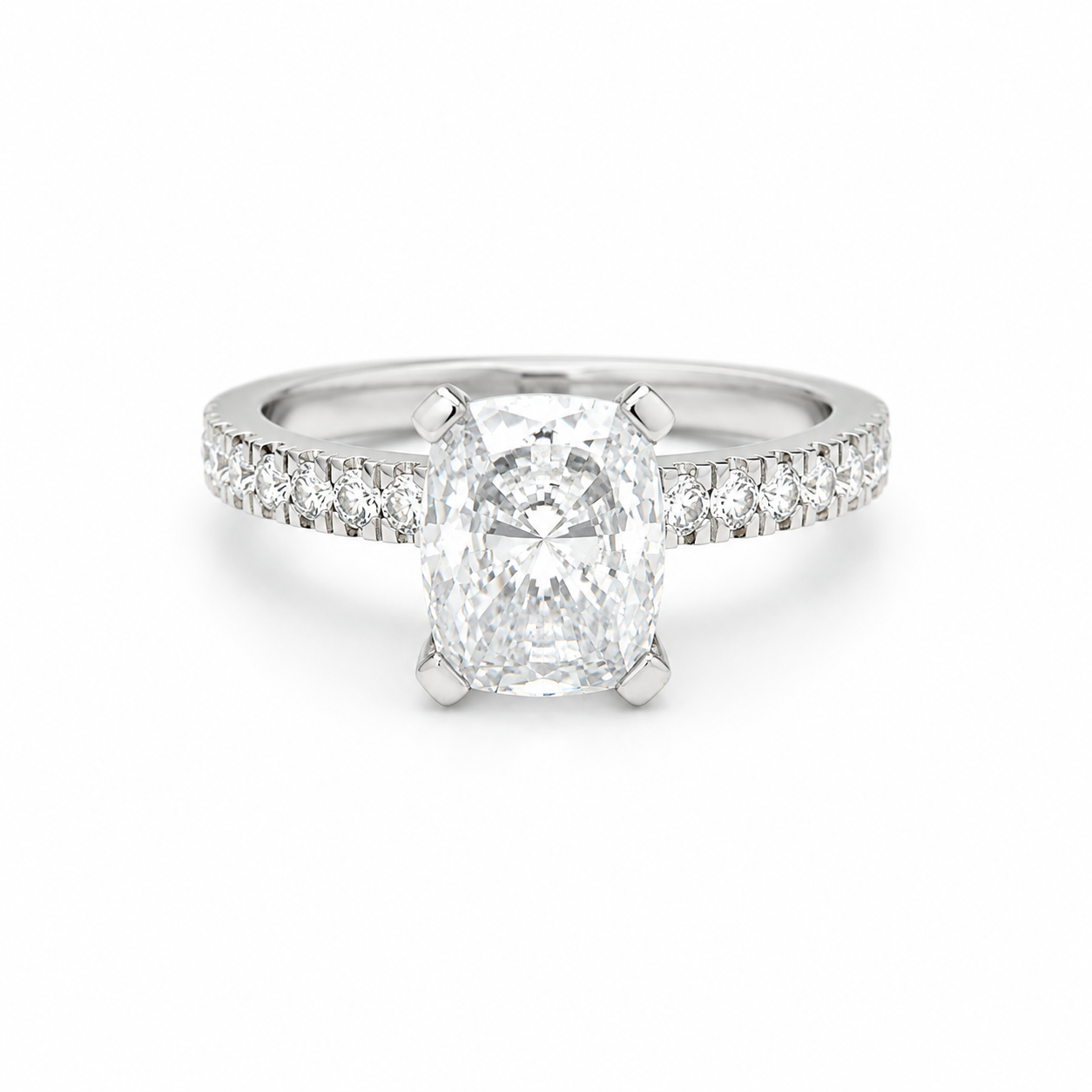 White Gold Cushion Cut Diamond Engagement Ring