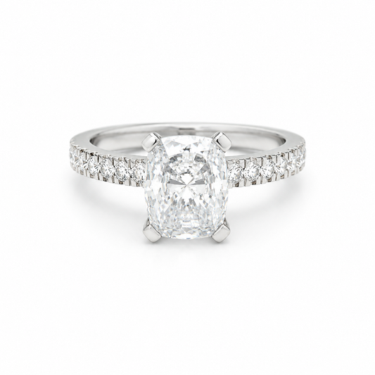 White Gold Cushion Cut Diamond Engagement Ring
