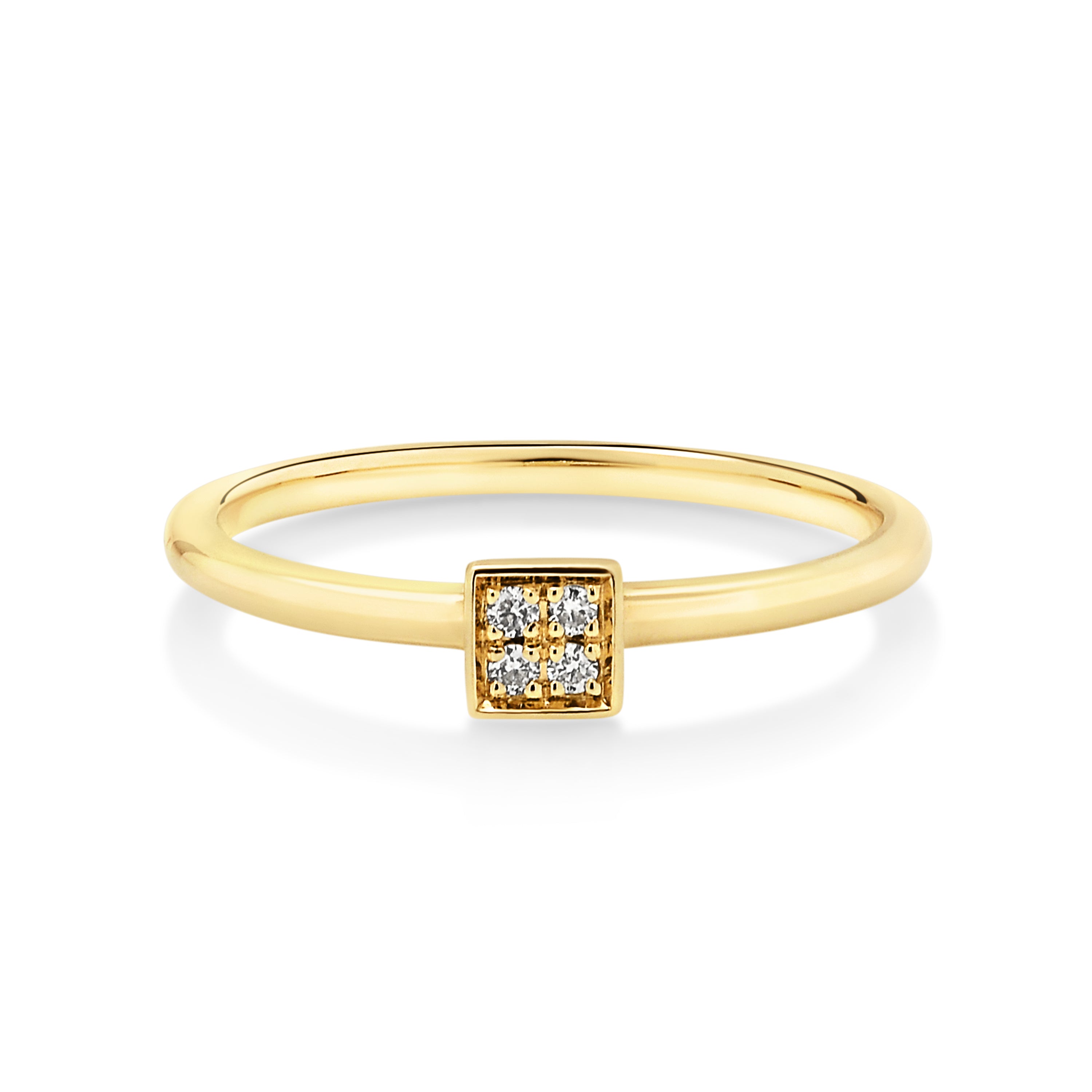 Jeffrey A Rings 9ct Yellow Gold Petite Square Diamond Stacker Ring – JEFF EINSTEIN ...