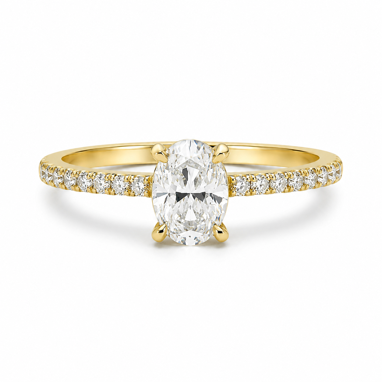 Yellow Gold Oval Cut Diamond Engagement Ring