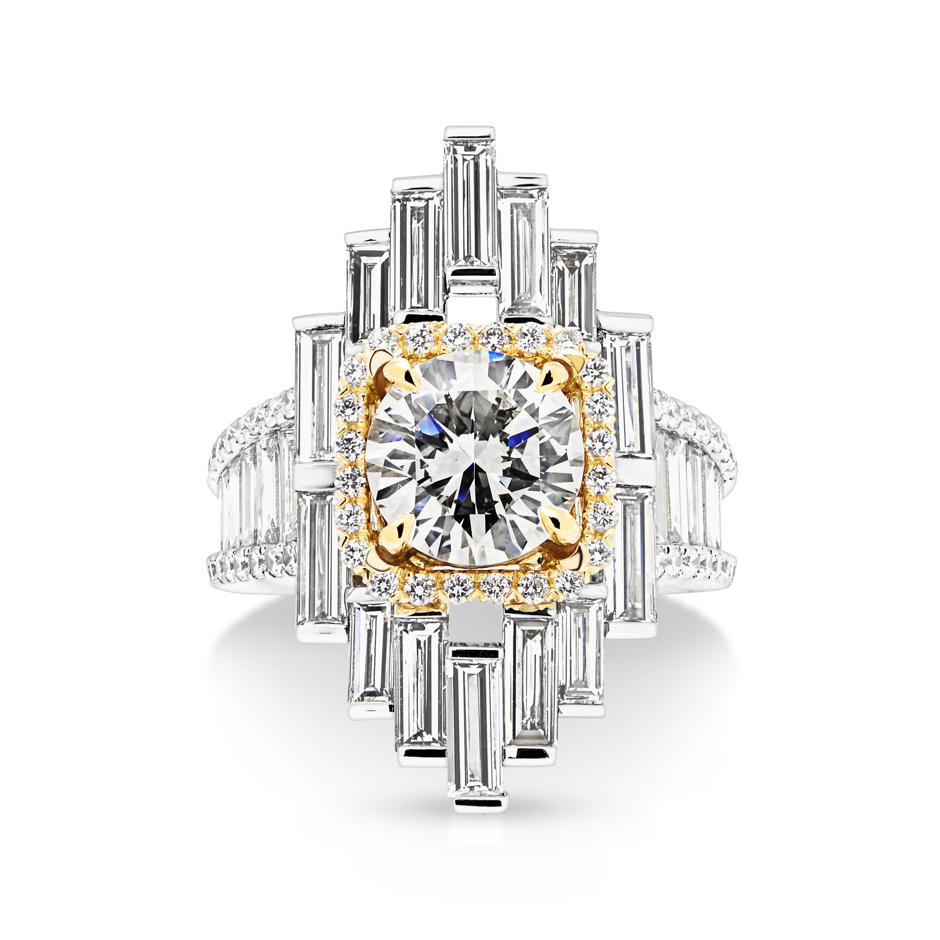 Jeffrey A Rings Platinum and 18ct Yellow Gold Tower Ring – JEFF EINSTEIN JEWELLERY