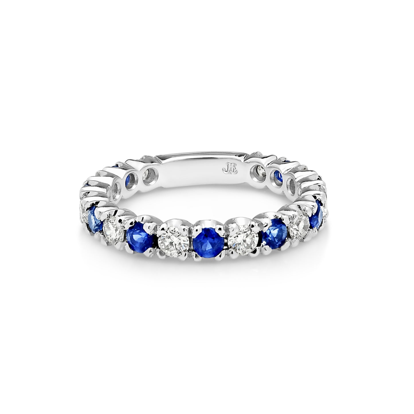 JE 18ct White Gold Alternating Diamond and Australian Sapphire Band