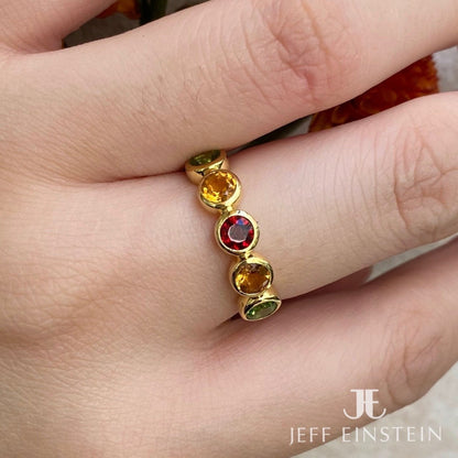 9ct Yellow Gold Coloured Gemstone Stacking Ring