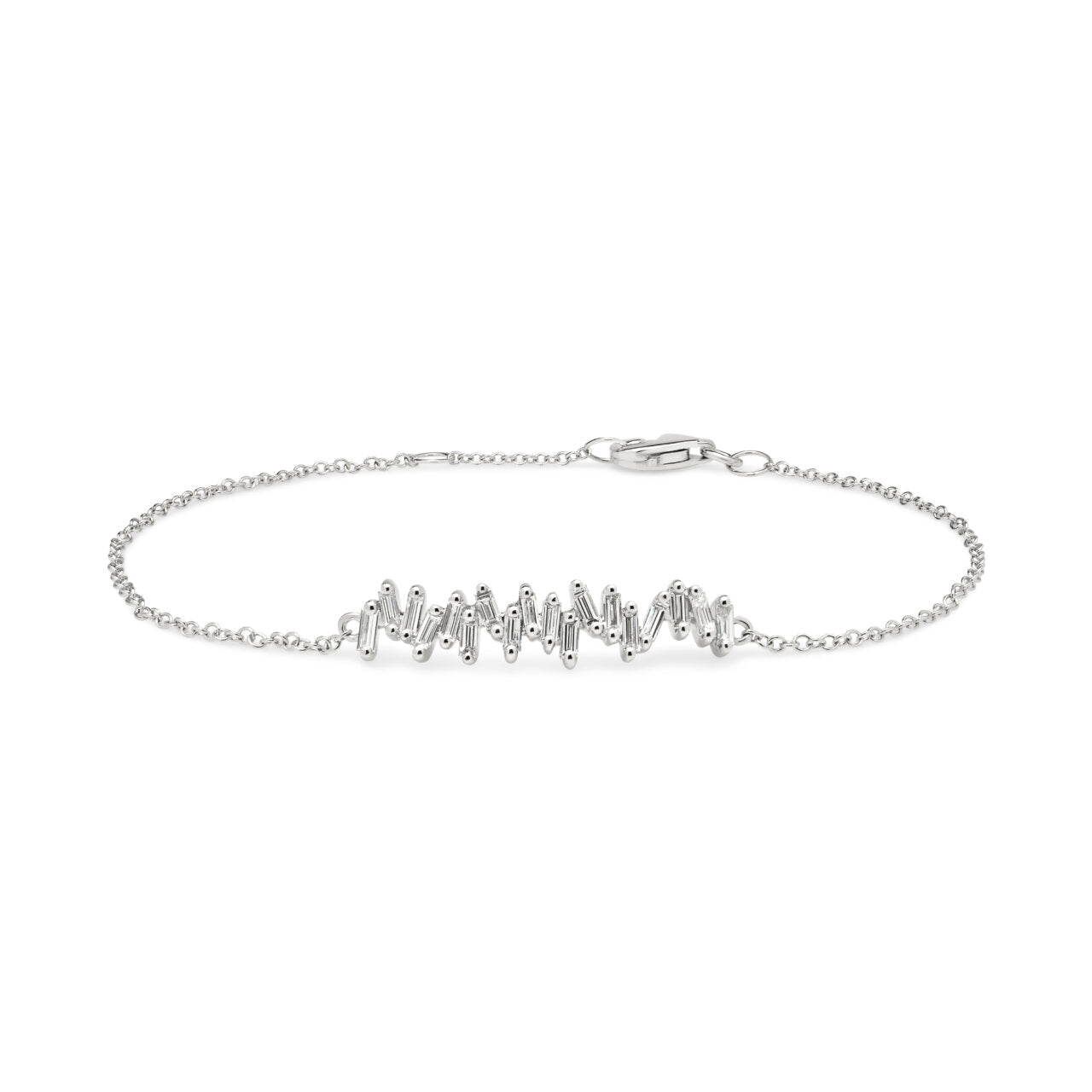 18ct White Gold Petite Baguette Diamond Bracelet