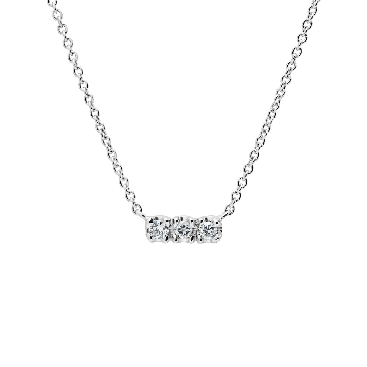 JE 18ct White Gold Triple Diamond Bar Pendant