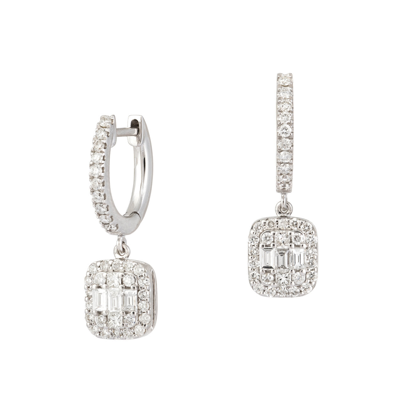 18ct White Gold Diamond Drop Earrings