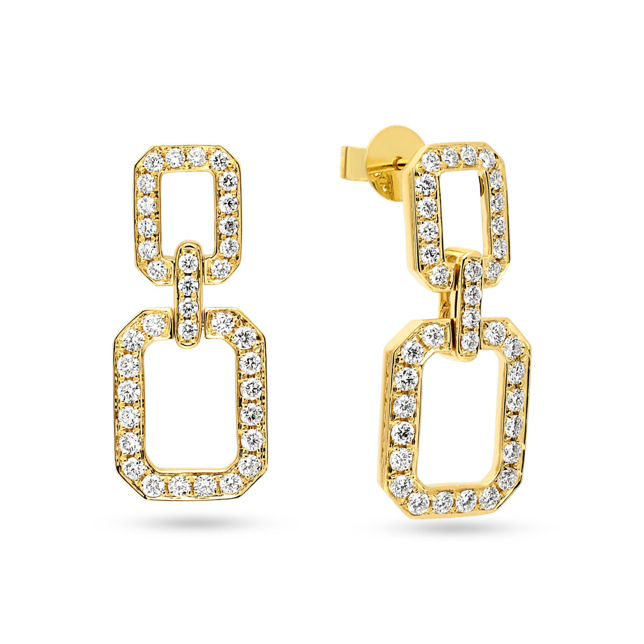 18ct Yellow Gold Diamond Drop Earrings