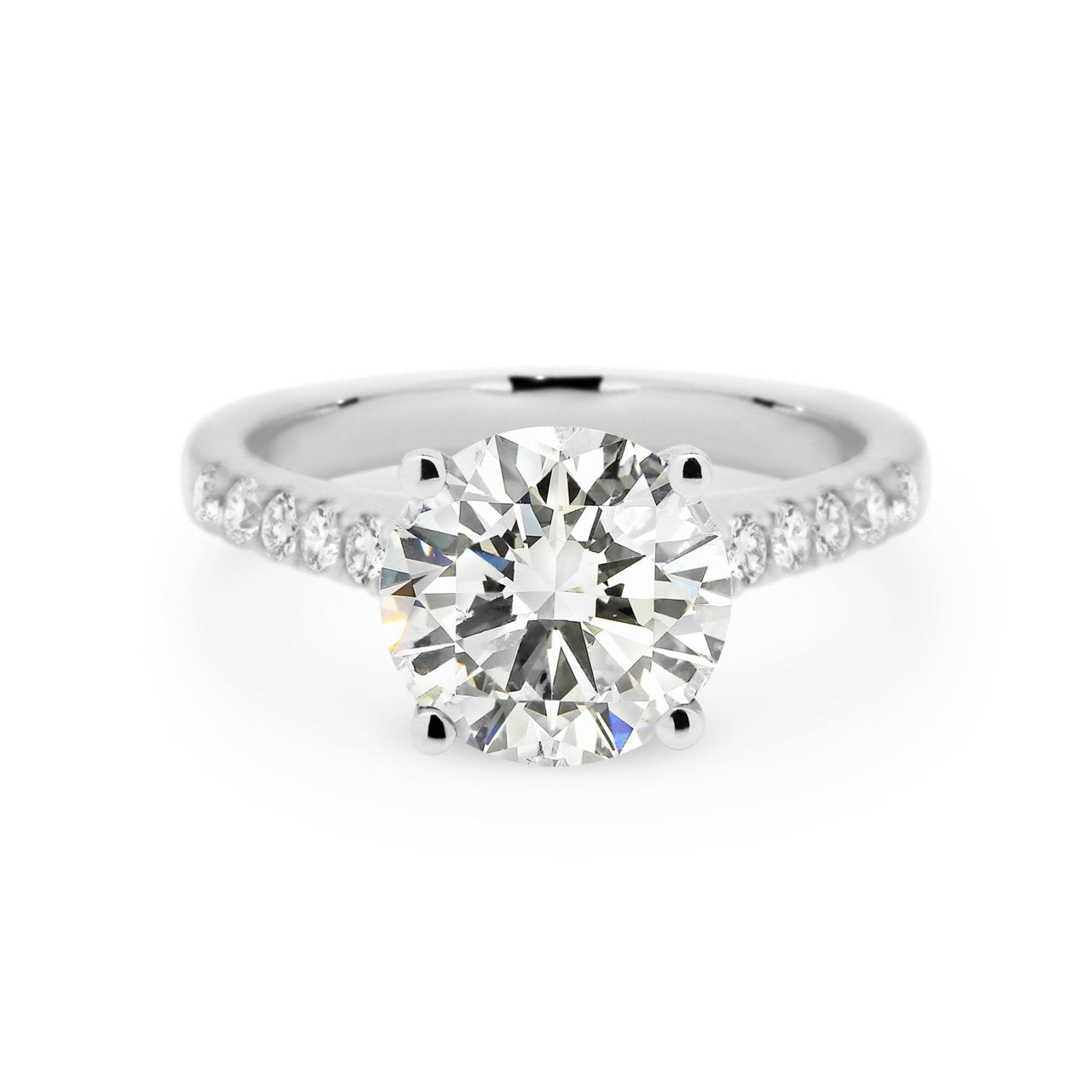 Jeffrey A Rings Round Brilliant Cut Engagement Ring with Shoulder Diamonds – JEFF ...