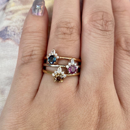 9ct Rose Gold Sapphire and Diamond Firecracker Ring