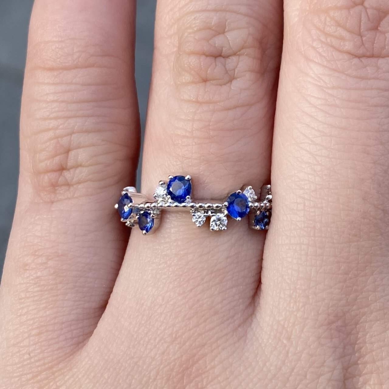 18ct White Gold Sapphire and Diamond Twinkle Ring