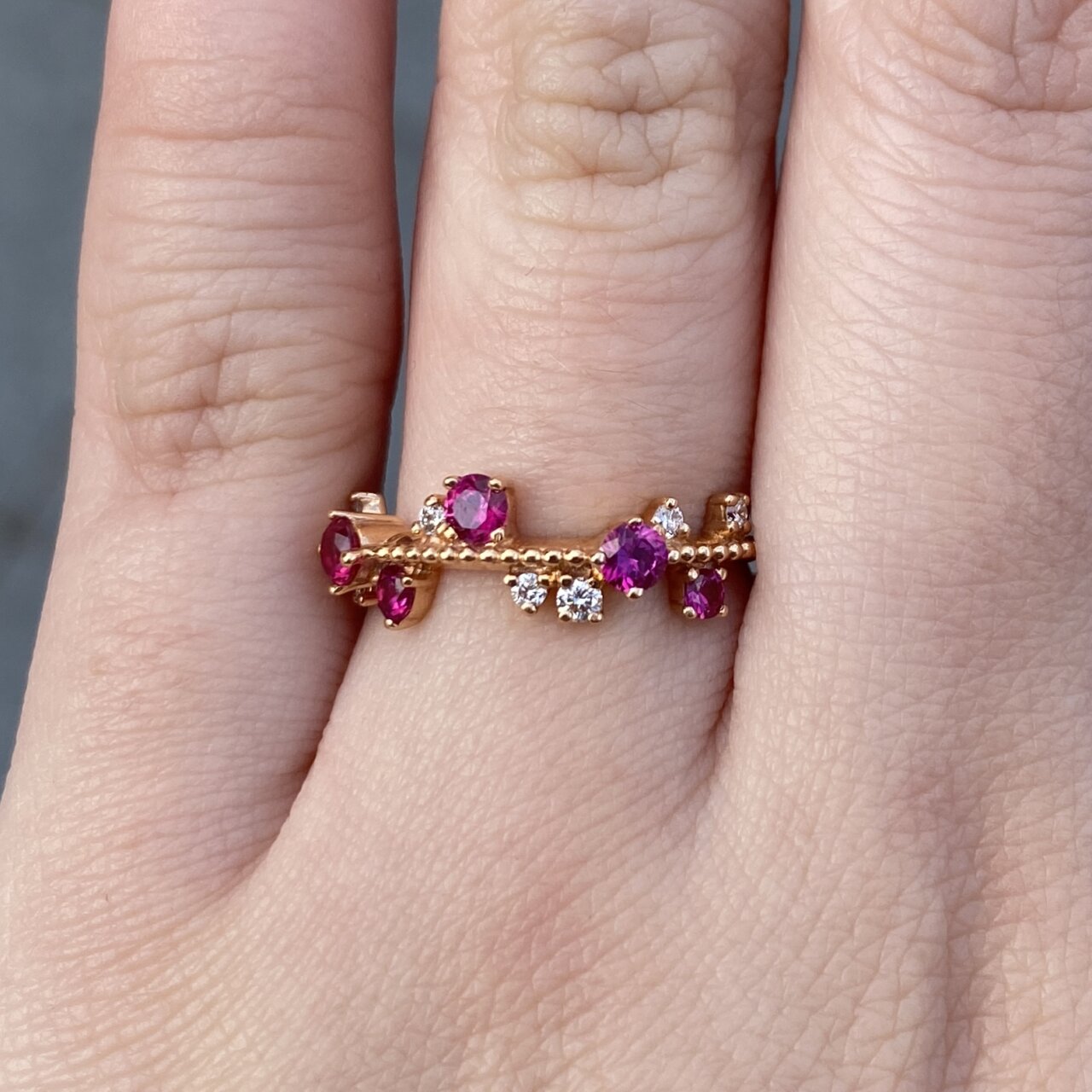 18ct Rose Gold Ruby and Diamond Twinkle Ring