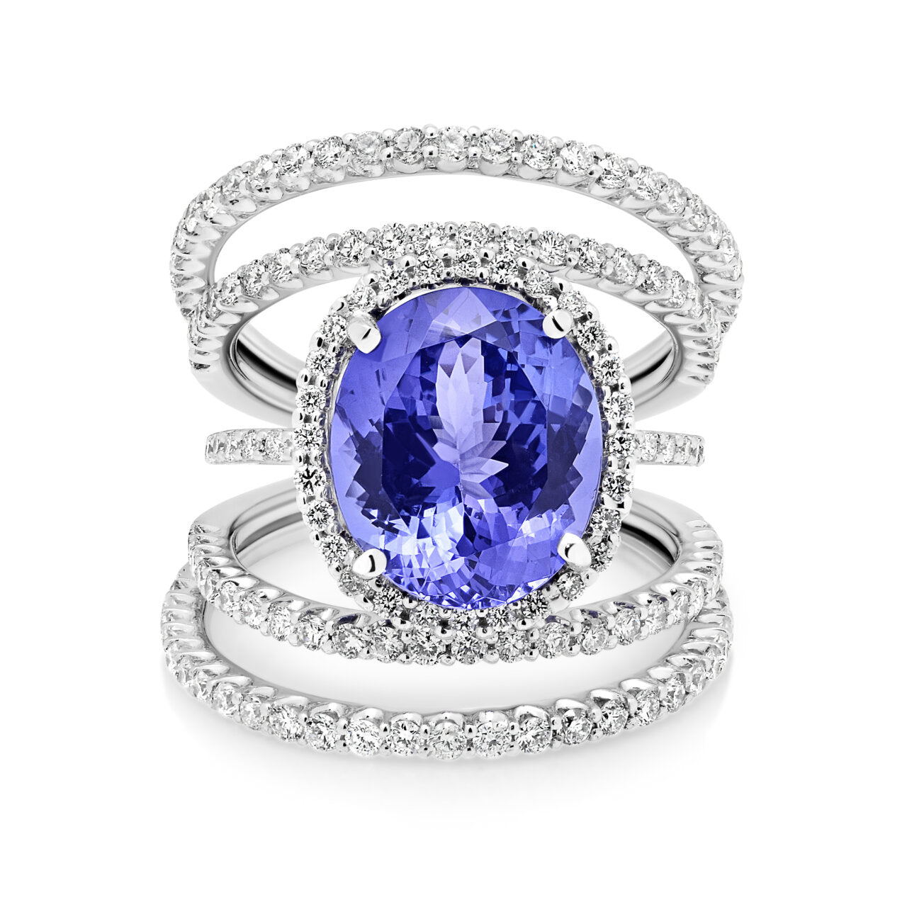 18ct White Gold Tanzanite and Diamond Dress Ring