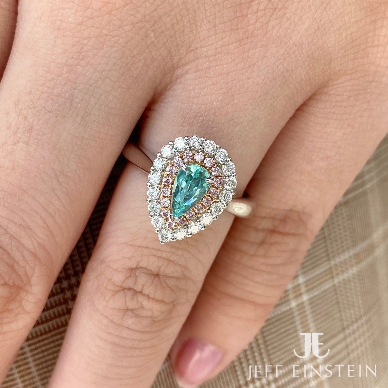 18ct White and Rose Gold Paraiba Tourmaline Ring